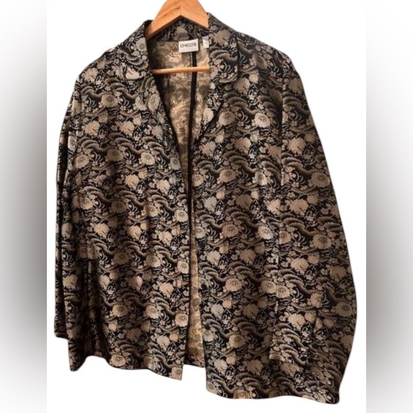 Chico’s Silk Open Front Cardigan Size Medium Tan/Brown - Picture 1 of 5